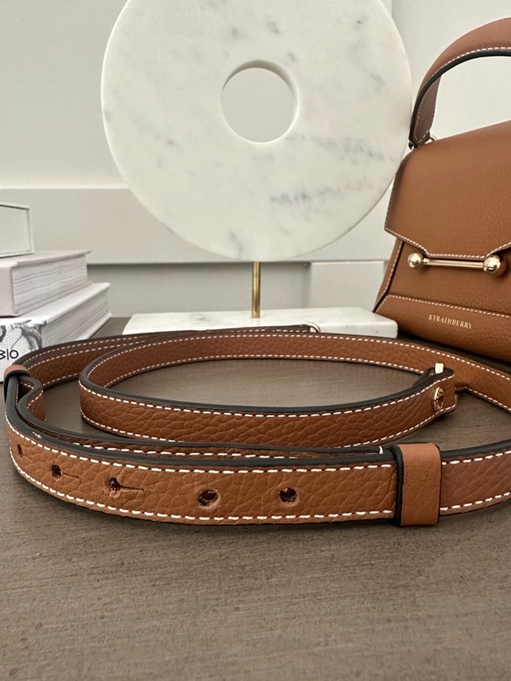 Strathberry Tan Nano Mosaic Leather Top-Handle Bag - Picture 10 of 10